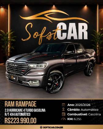 RAM RAMPAGE 2.0 HURRICANE 4 TURBO GASOLINA R/T 4X4 AUTOMÁTICO